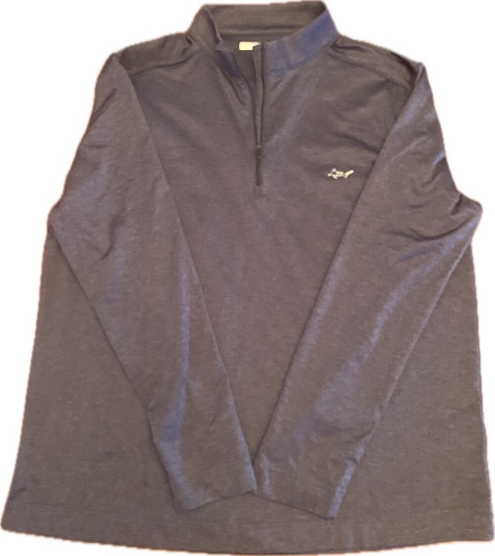Greg Norman Men's Quarter-Zip Performance Golf Pullover Heather Blue Size L/G